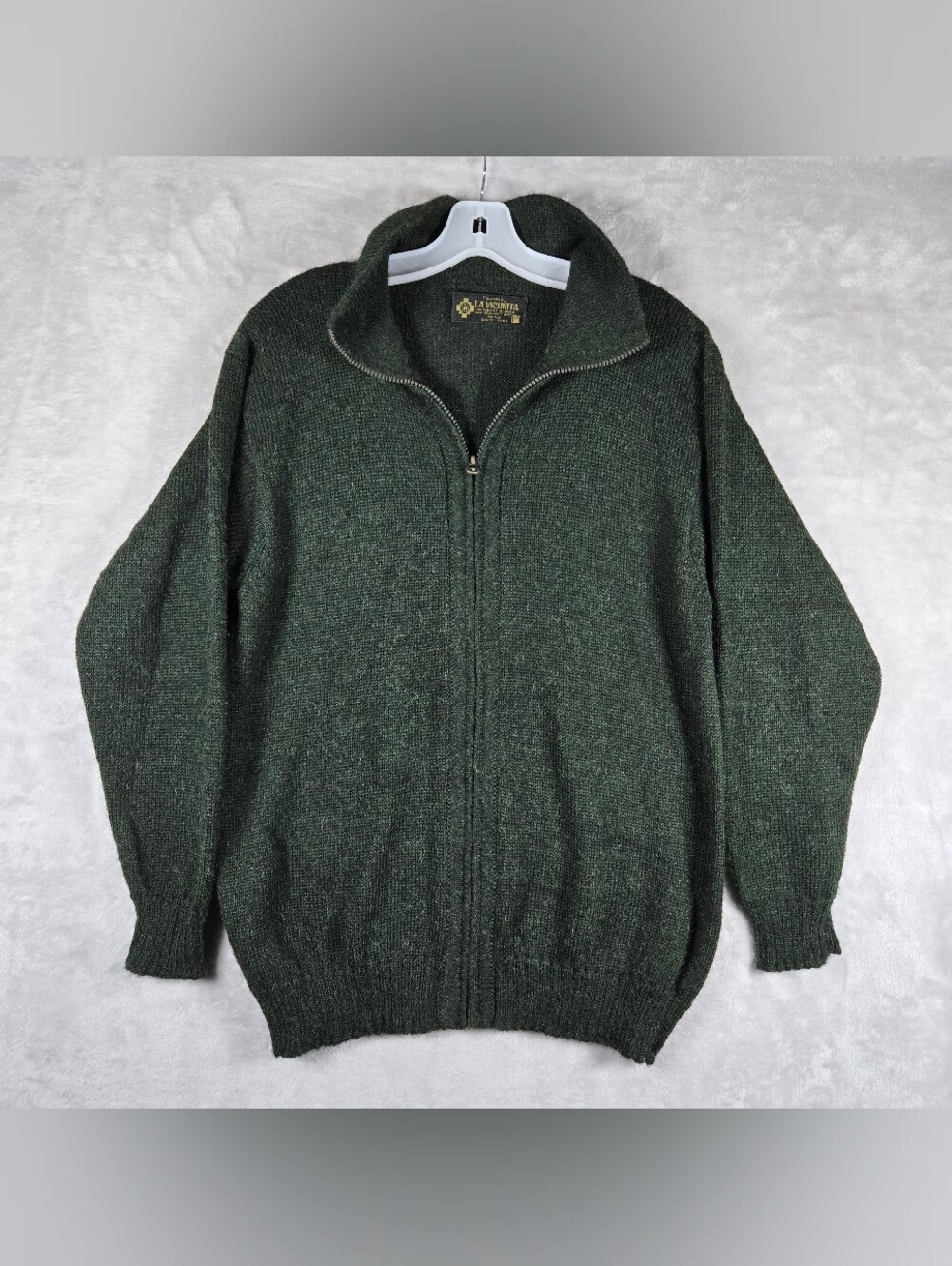 La Vicunita Factoría Baby Alpaca Full Zip Sweater Mens Size M Medium Green Knit